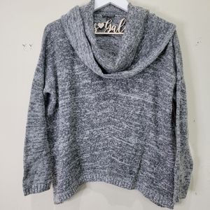 {3/$20}  Express Gray Cowl Neck Sweater w/ Curved Hemline